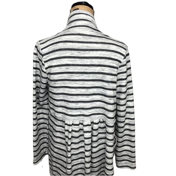 ALTAR’D State Raw Hem Striped Sweater Jacket Gray and White Size Small - Picture 7 of 10